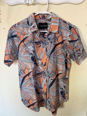 Wildfang Tropical-Print Short Sleeve Button-Up Shirt